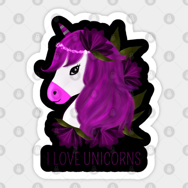 purple unicorn Sticker by Saishaadesigns